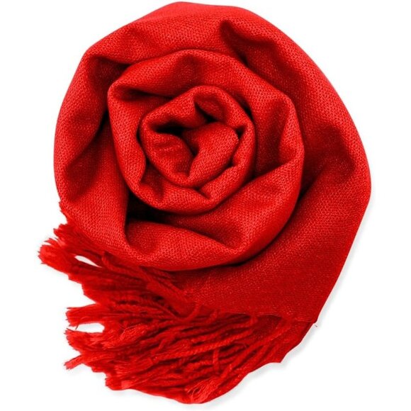 Women Red Soft Pashmina Scarf Winter Shawl Wrap Scarves Lady Fashion Wraps - Picture 1 of 5